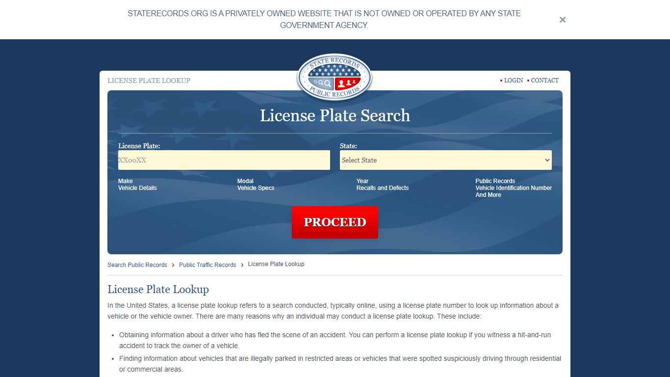 License Plate Lookup | StateRecords.org